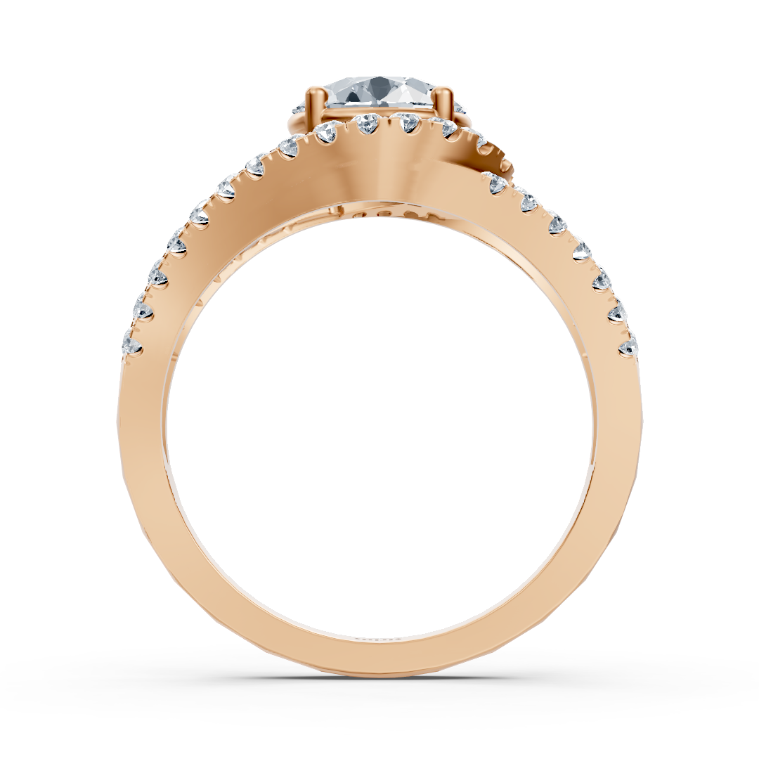 Rose gold diamond halo engagement ring