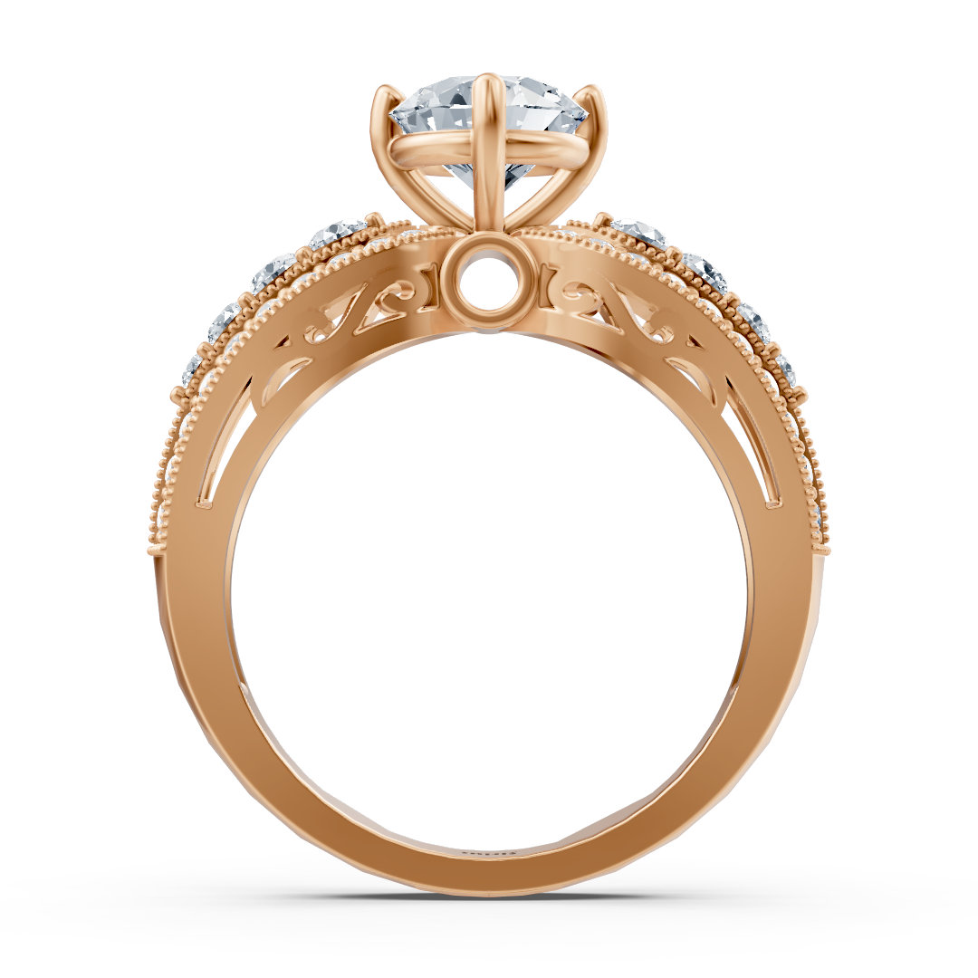 Extravaganter Weisstopas Diamant Verlobungsring aus 14 Karat Roségold
