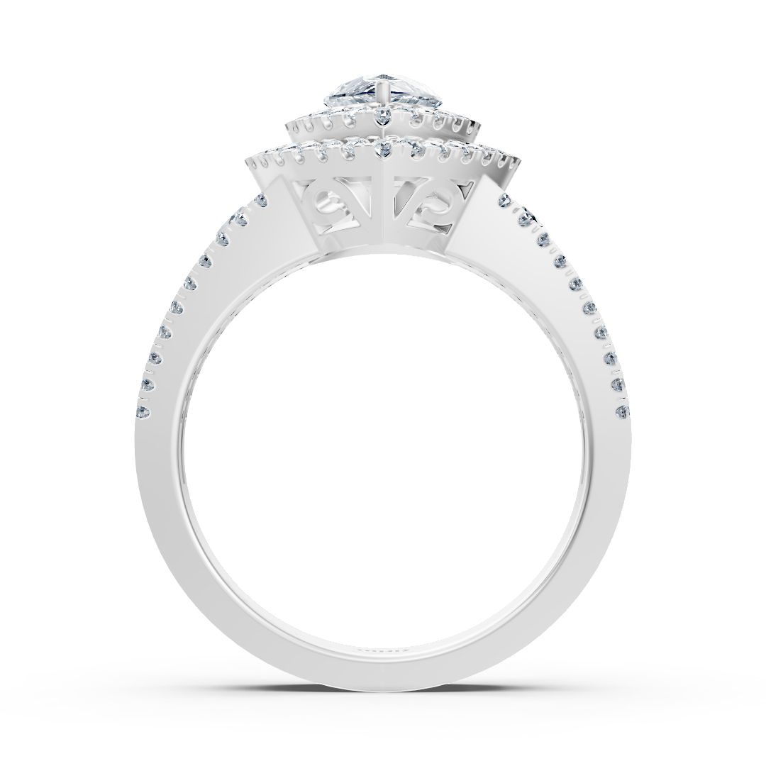 Birgie Halo Diamond & Sapphire Engagement Ring White Gold