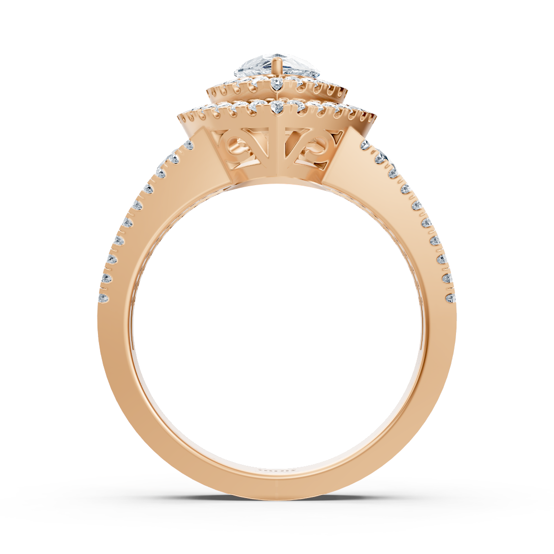 Birgie Halo Diamond & Sapphire Engagement Ring Rose Gold