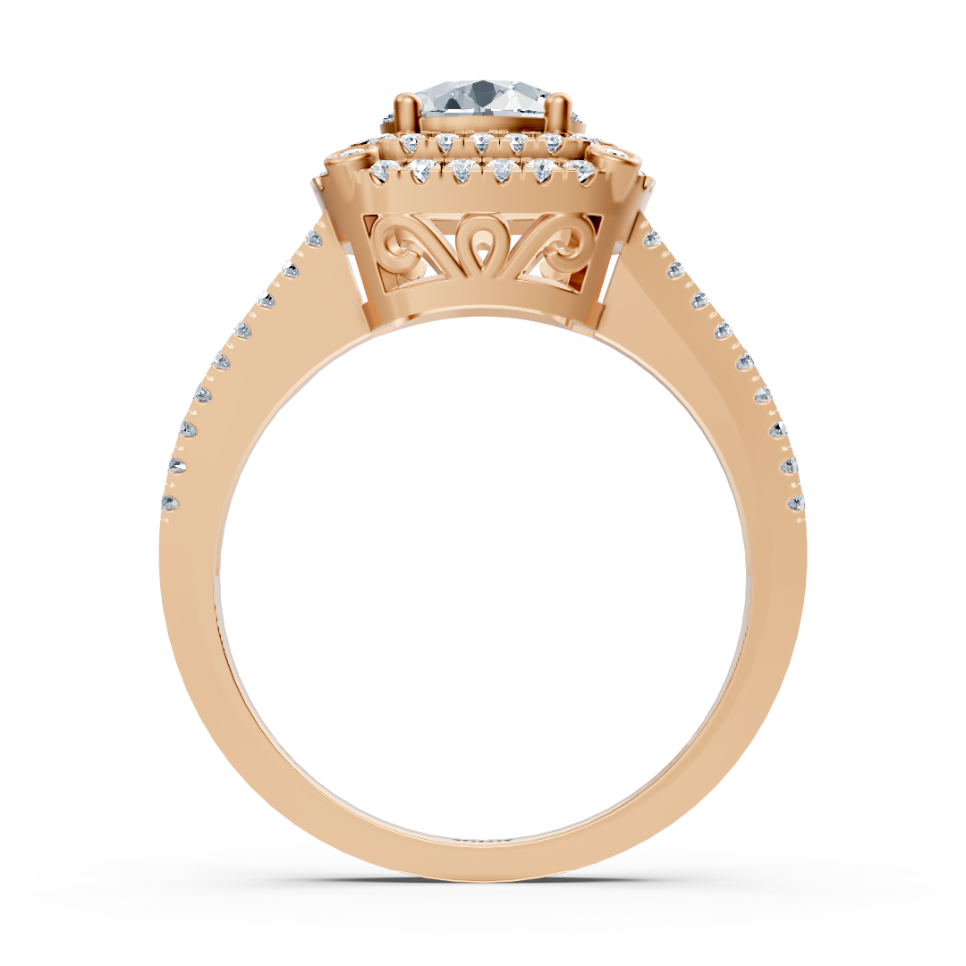 Roségold Doppel Halo Weisstopas Diamant Verlobungsring