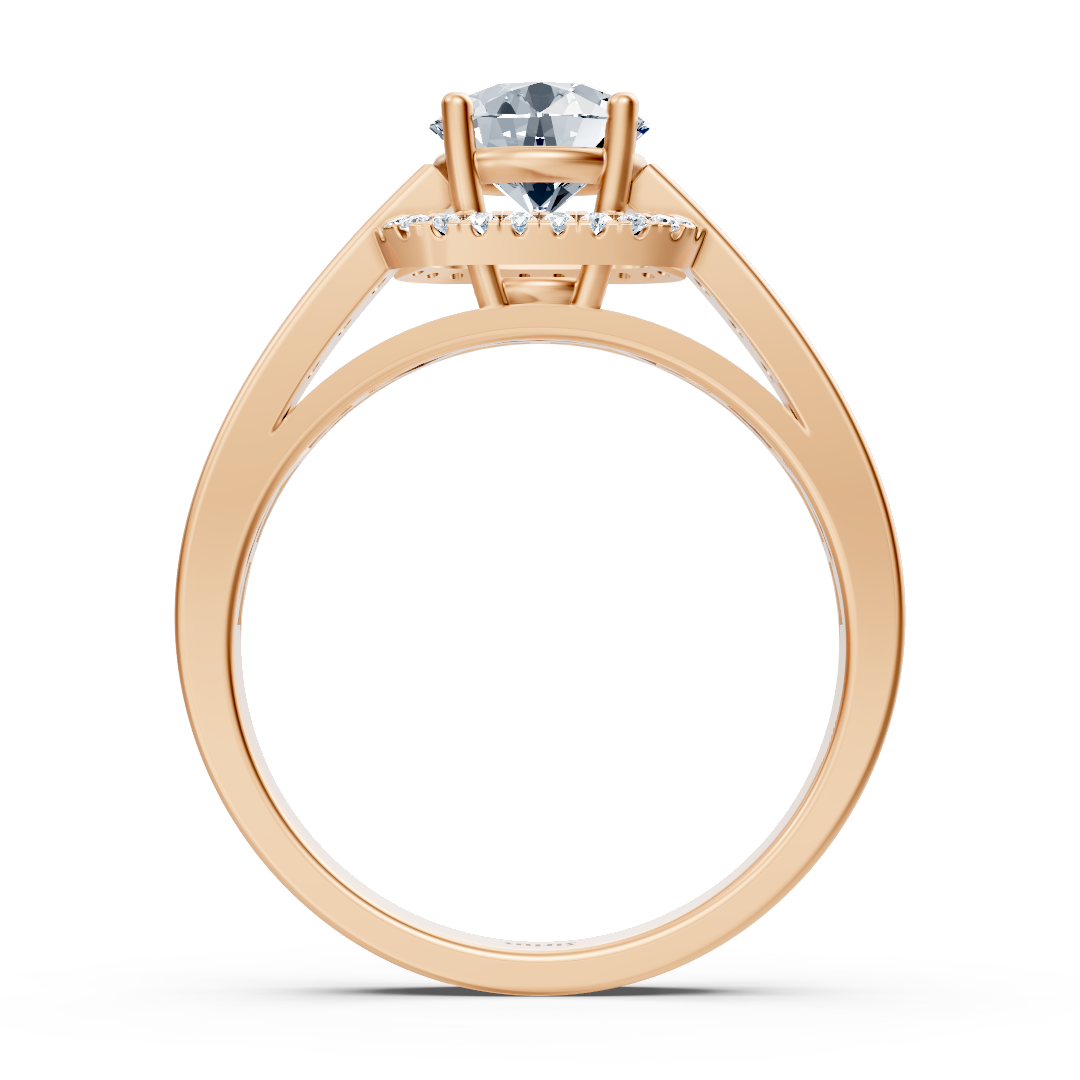 Bague élégante en or rose avec diamants sur le côté