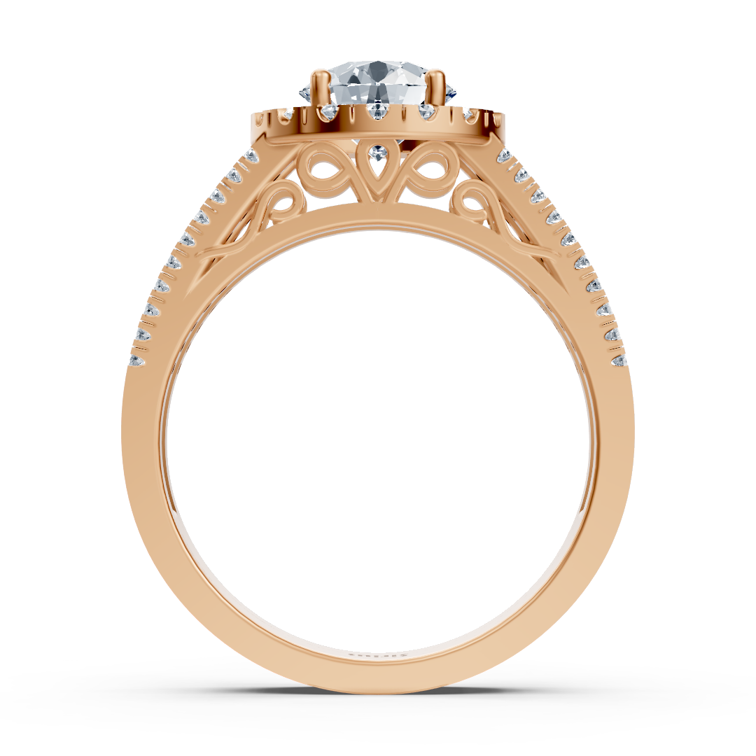 Halo diamond ring rose gold