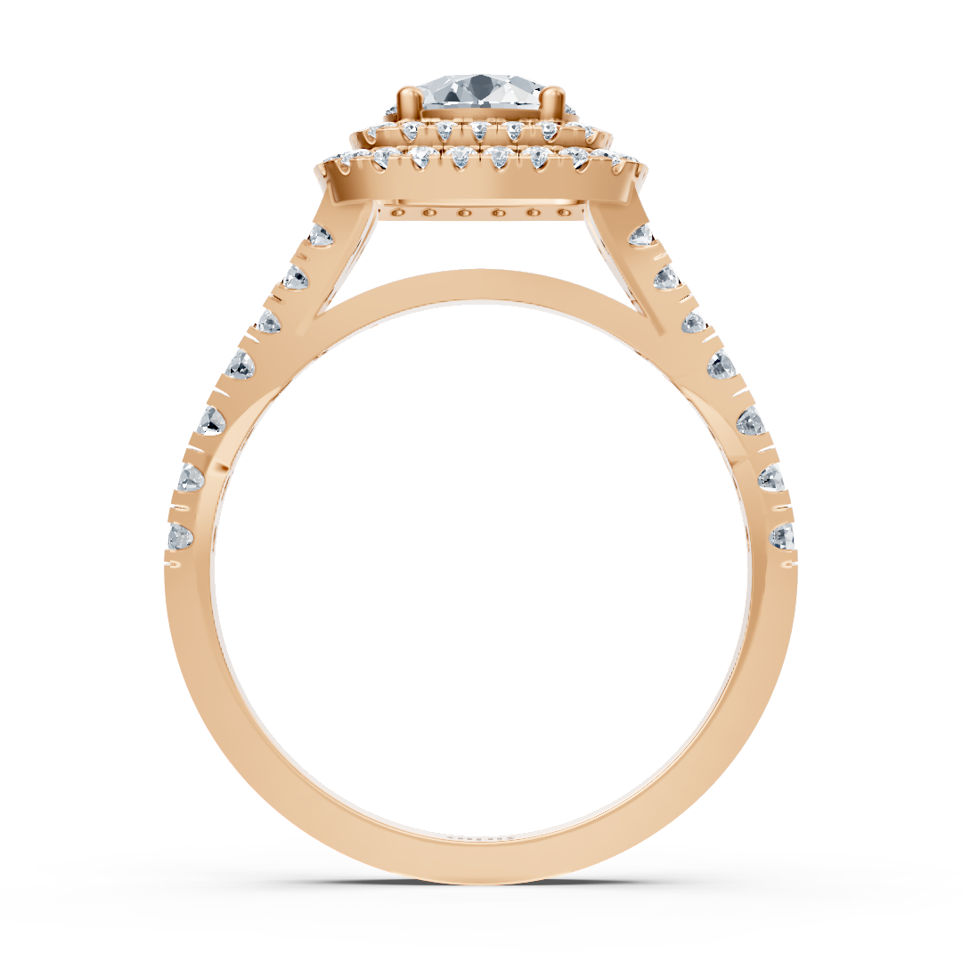 Doppel Halo Weisstopas Diamantring Roségold