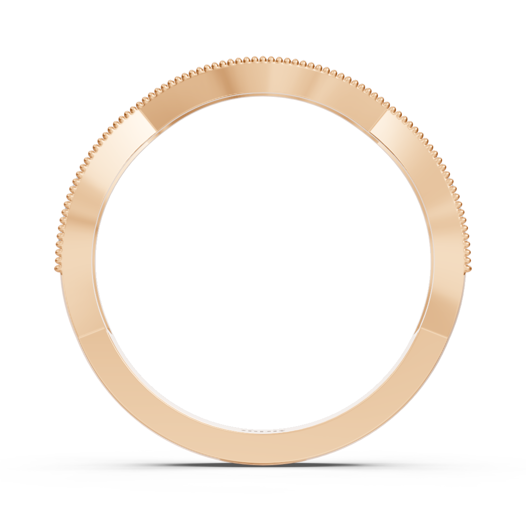 0.19 carat diamond curved wedding ring in rose gold