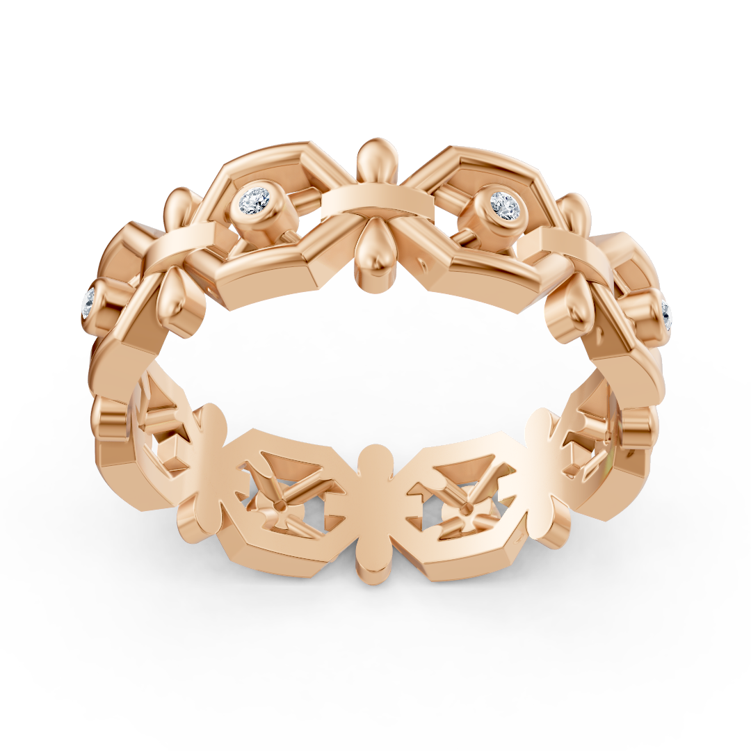 Rose gold diamond ring with geometric design