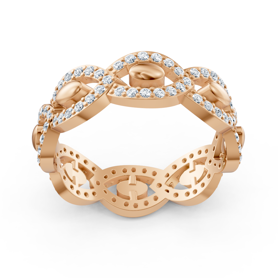 Rose gold diamond ring with intertwined design