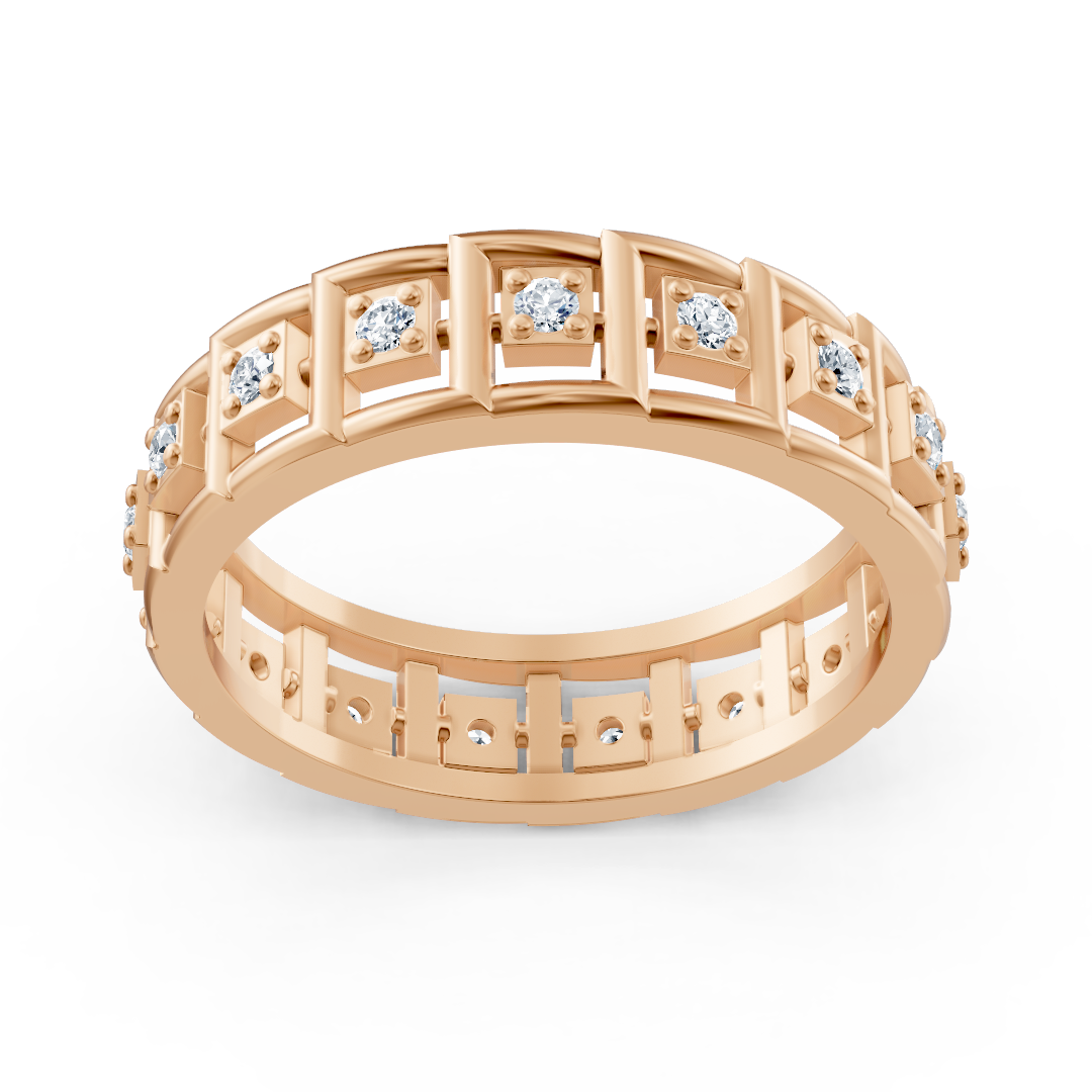 Rose gold diamond ring with square design