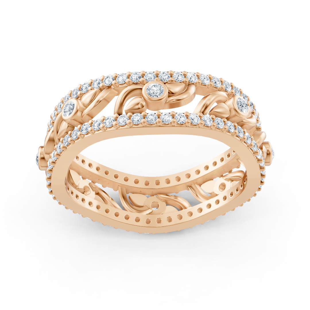 Birgie 14K Rose Gold Diamond Heart Vine Ring - Romantic Elegance