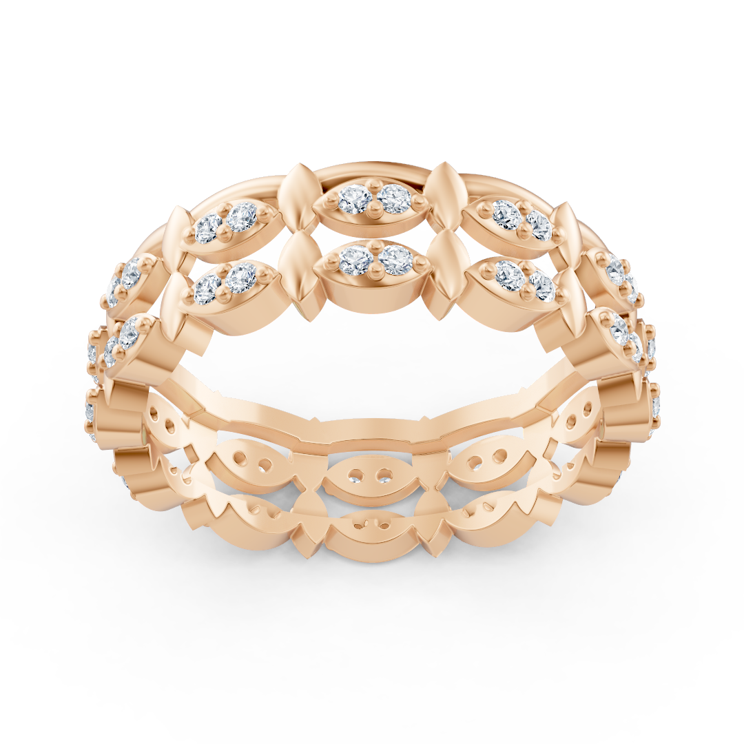 Birgie 14K Rose Gold Diamond Eternity Ring - Timeless Marquise Elegance