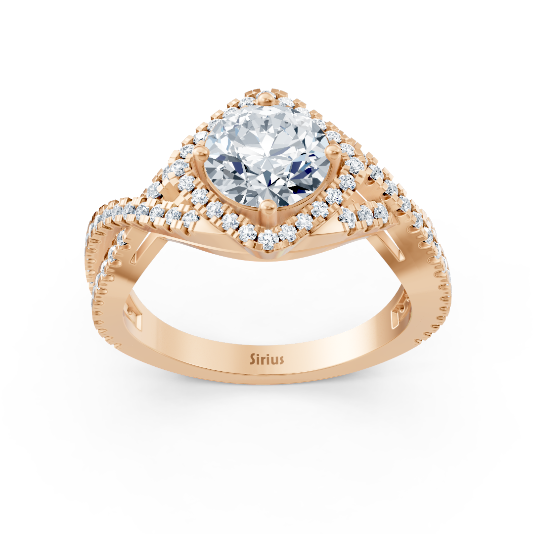 Diamant Halo Verlobungsring aus Roségold