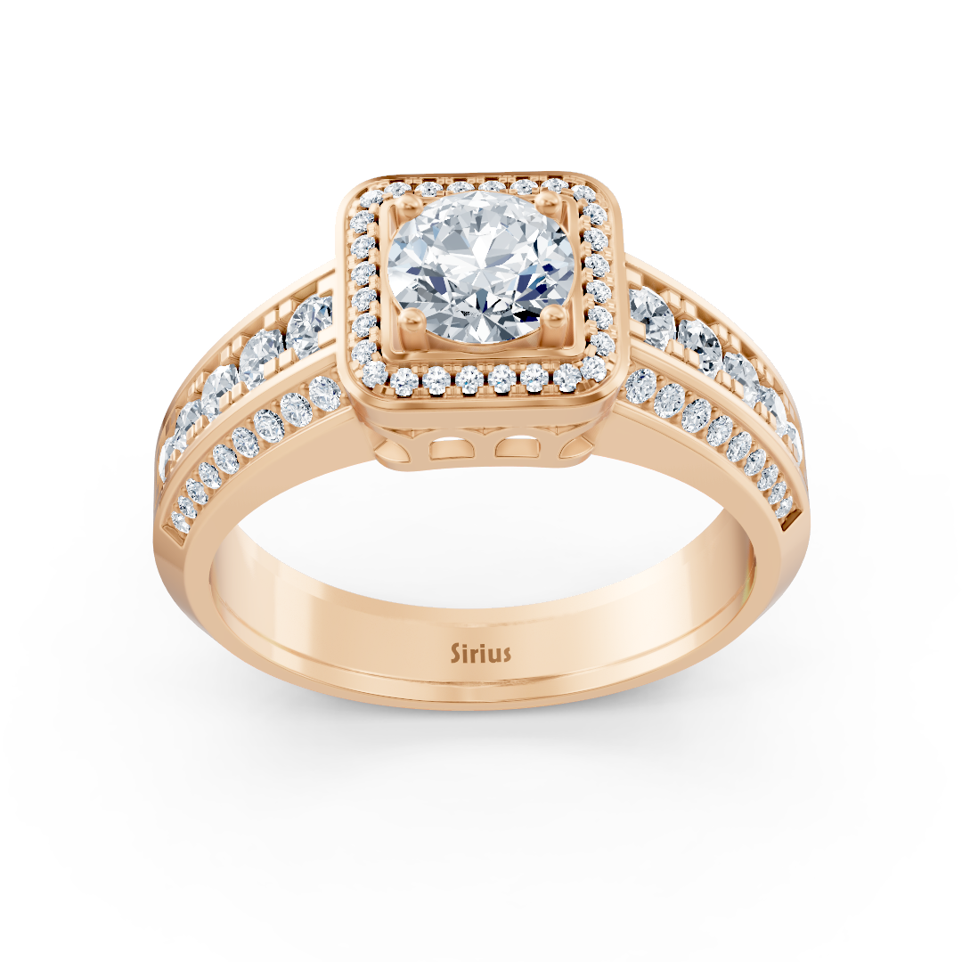 Bague en or rose 14 carats avec diamant taille princesse de 1,41 carat