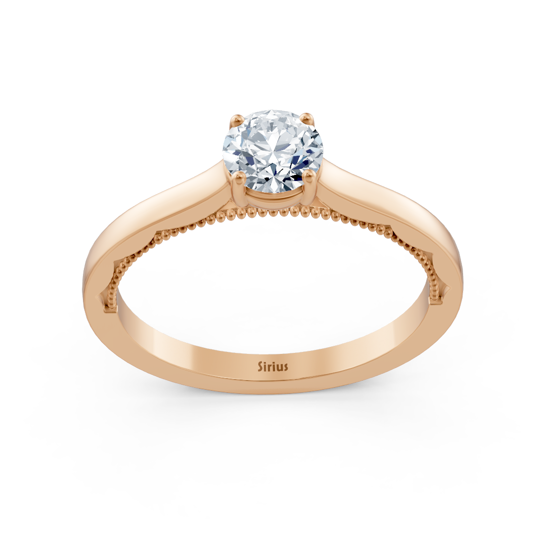 Bague solitaire en or rose Birgie Sirius avec diamant taille ronde