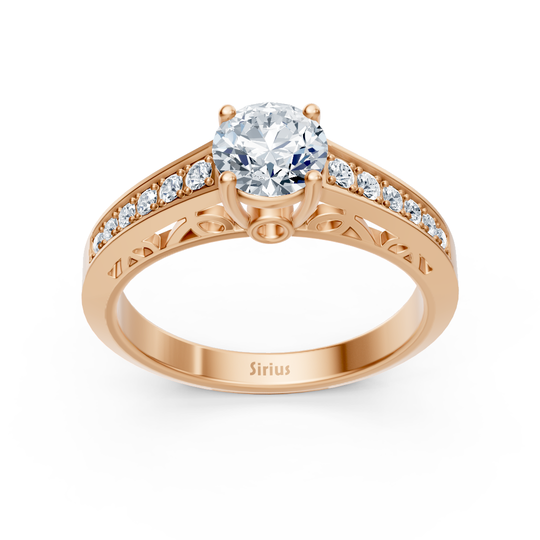Bague Birgie en or rose avec diamants taille ronde sertis canal