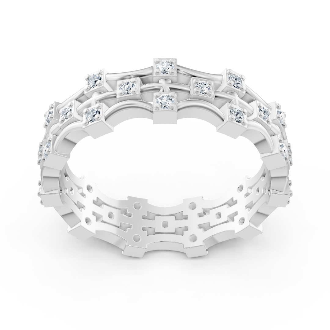 Bague moderne en or blanc 14 carats avec diamants - bague femme filigrane pour tous les jours