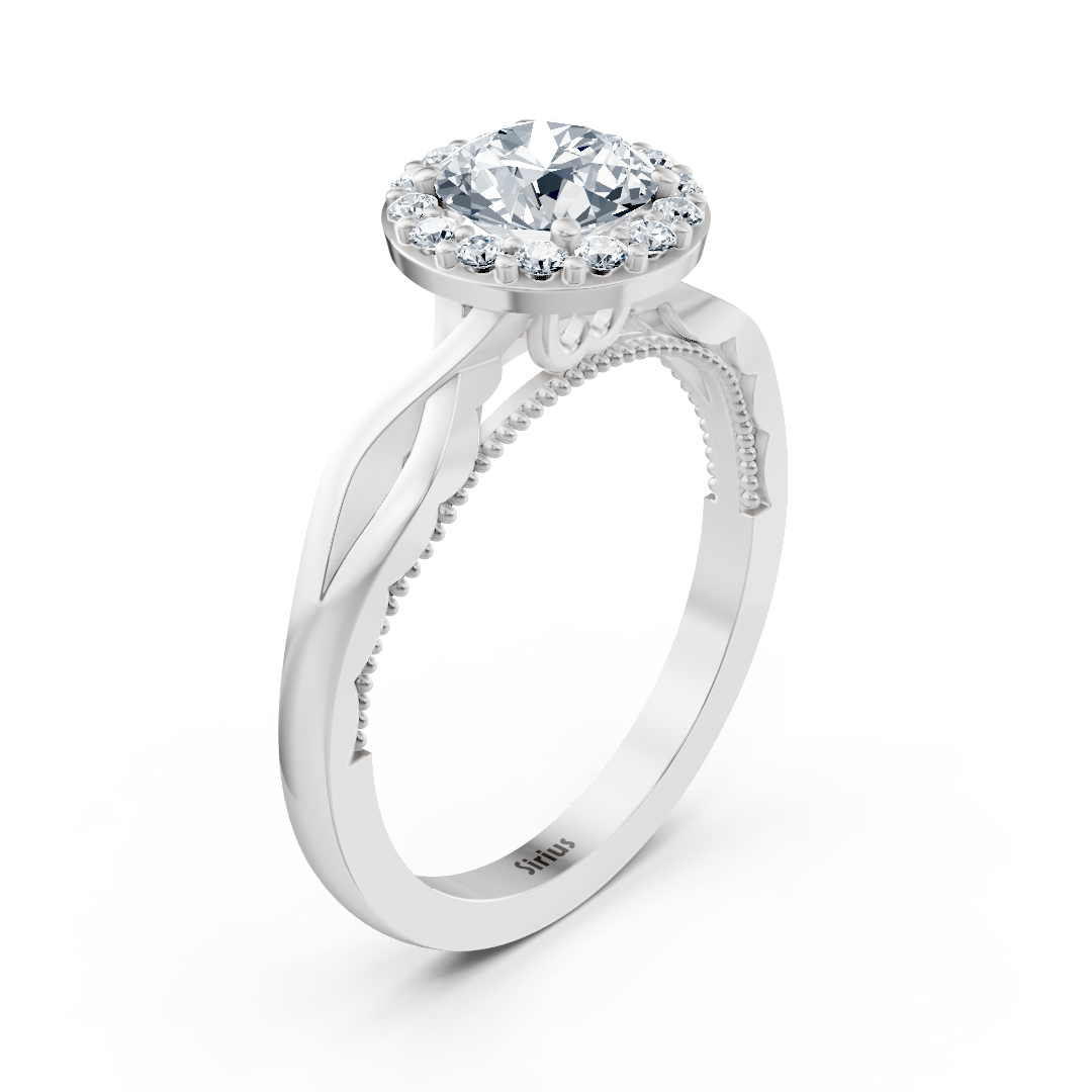 Bague de fiançailles en or blanc avec diamant solitaire halo de 1,00 carat