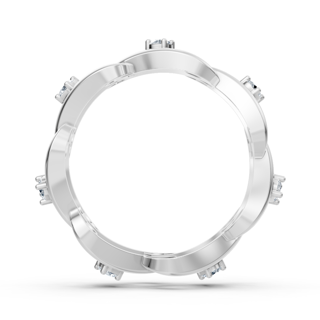 Anneau de diamant en or blanc exclusif 14K avec une coupe ronde brillante
