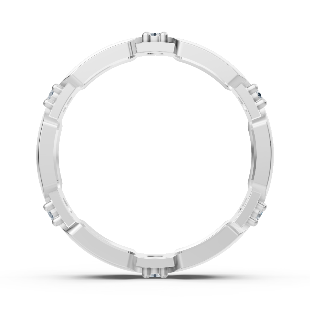 Anneau de diamant exclusif en or blanc 14 carats avec diamants