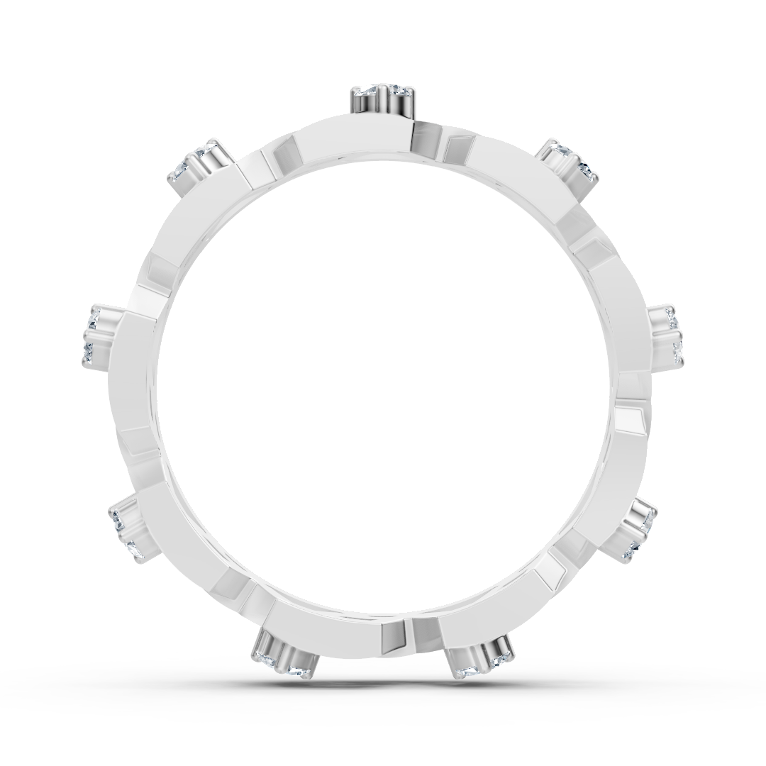 Bague géométrique en or blanc avec diamants