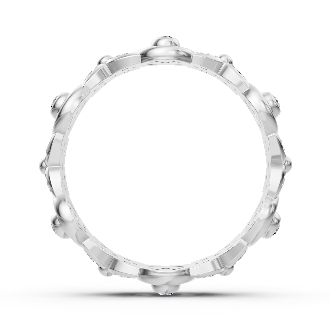 Bague en or blanc avec diamant et motif floral