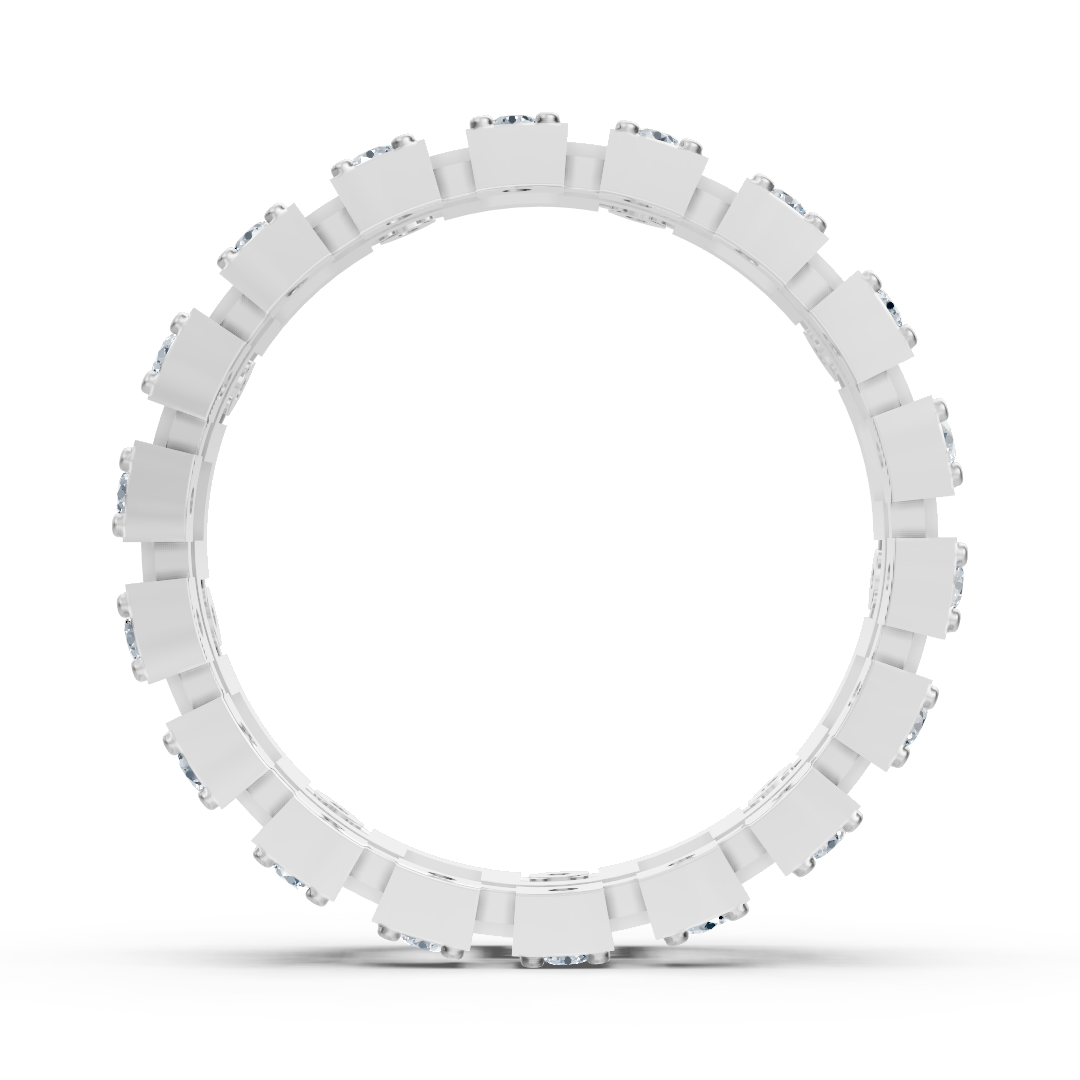 Bague géométrique en or blanc 14 carats avec diamants - bague pour femme expressive au design moderne
