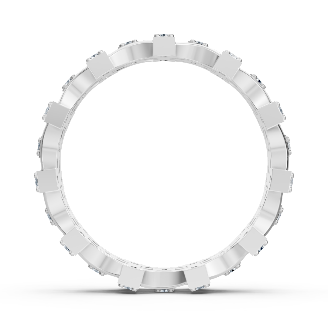 Bague moderne en or blanc 14 carats avec diamants - bague femme filigrane pour tous les jours