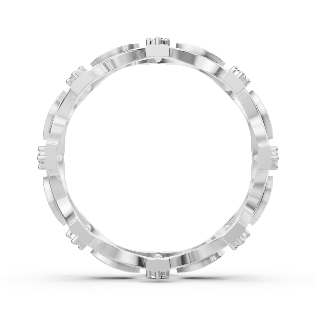 Bague en or blanc avec diamants et motif filigrané