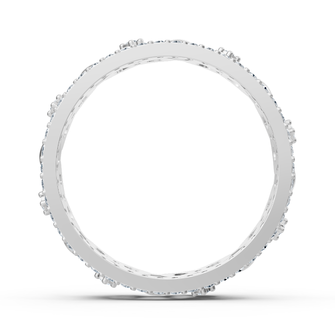 Bague en or blanc avec diamants et motif chaîne