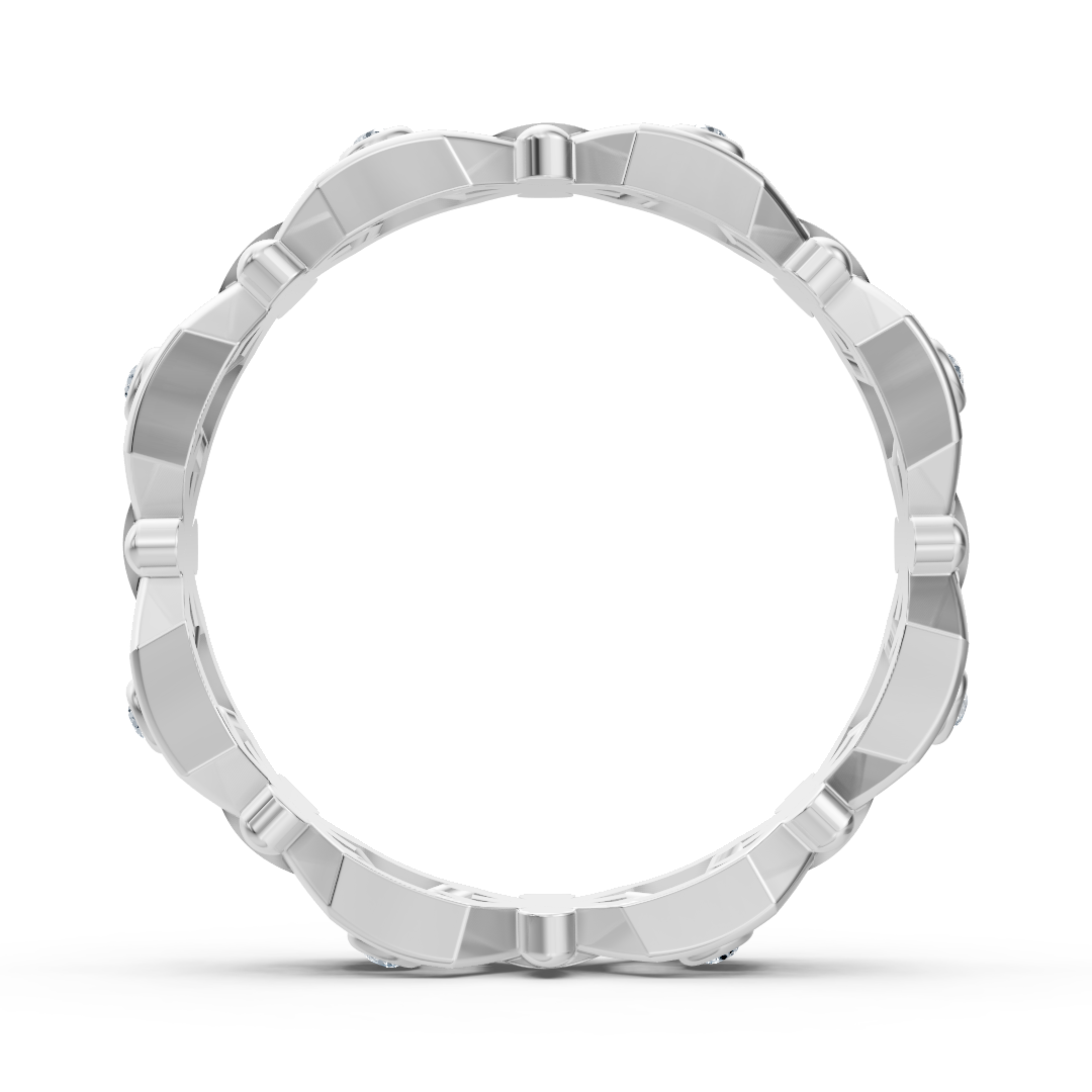 Bague en or blanc avec diamants et motif géométrique