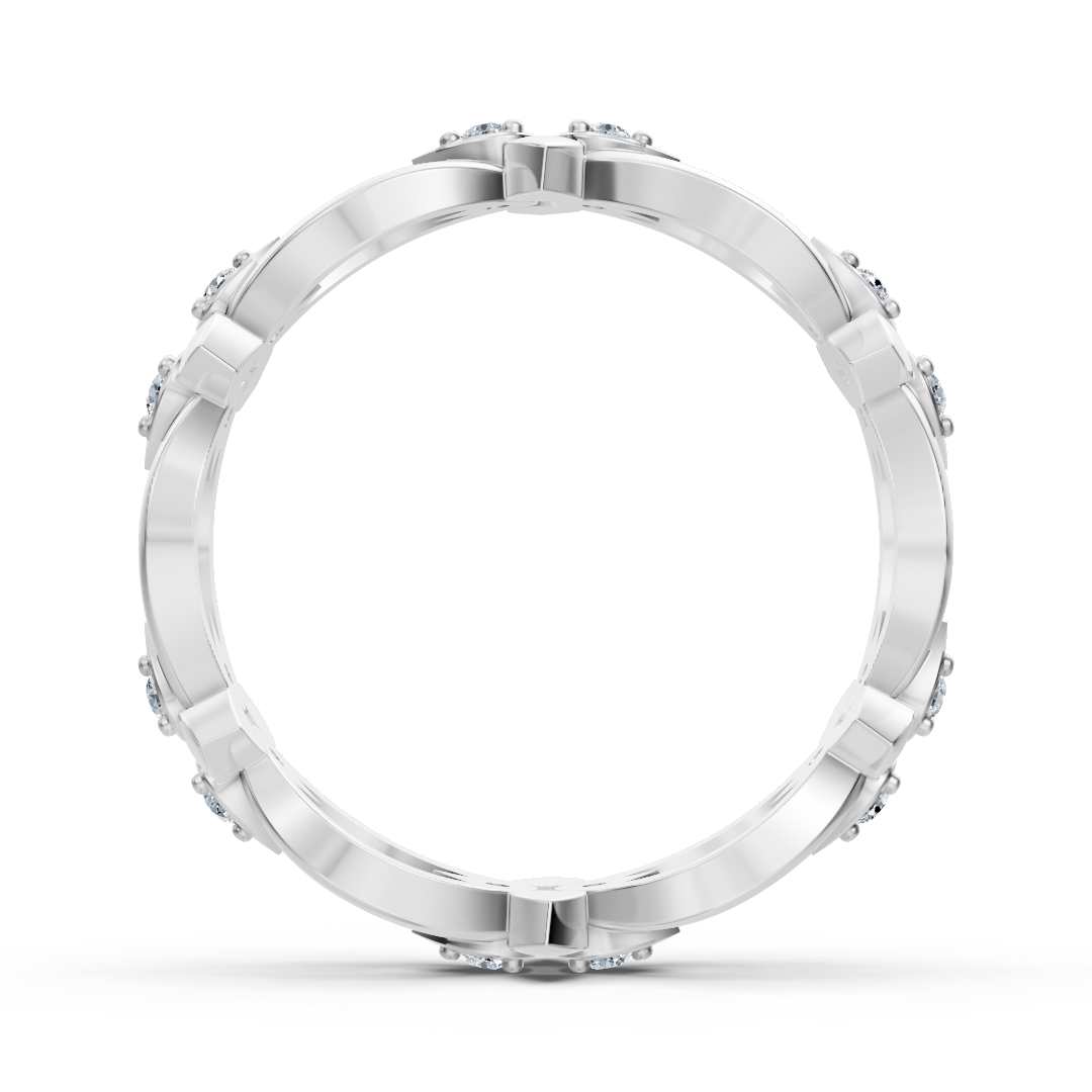Bague en or blanc avec diamant et motif pétale