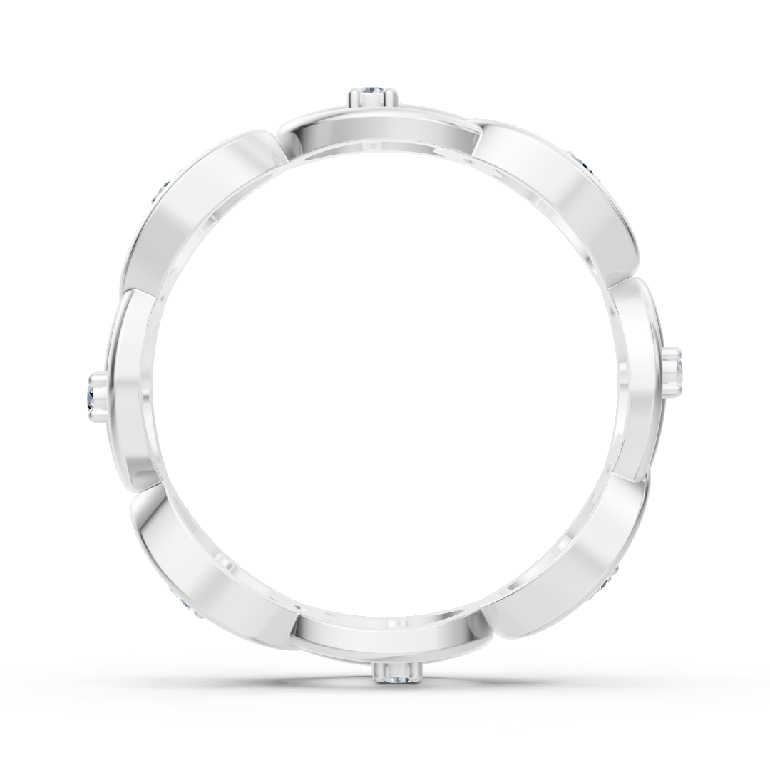 Bague en or blanc avec diamants et motif à maillons de chaîne