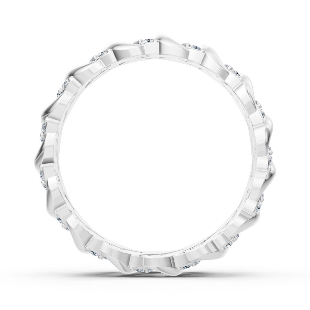 Delicate white gold ring with diamonds in a heart-shaped design