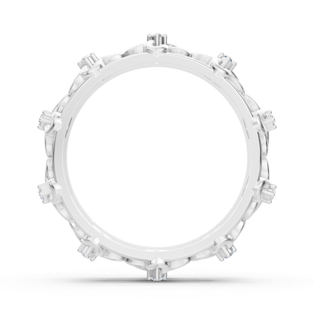 Bague élégante en or blanc avec diamants ronds en forme de griffes