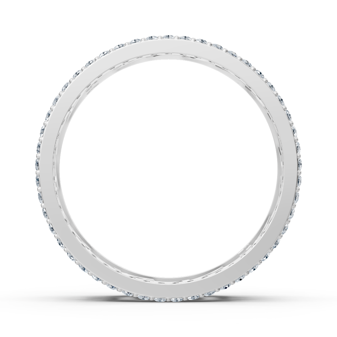 Modern white gold ring with round diamonds in prong design