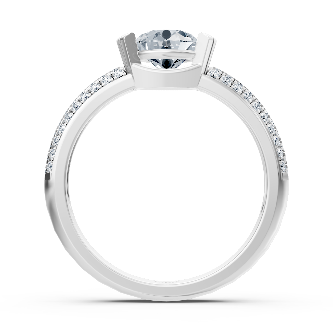 Modern solitaire diamond engagement ring in 14 carat white gold