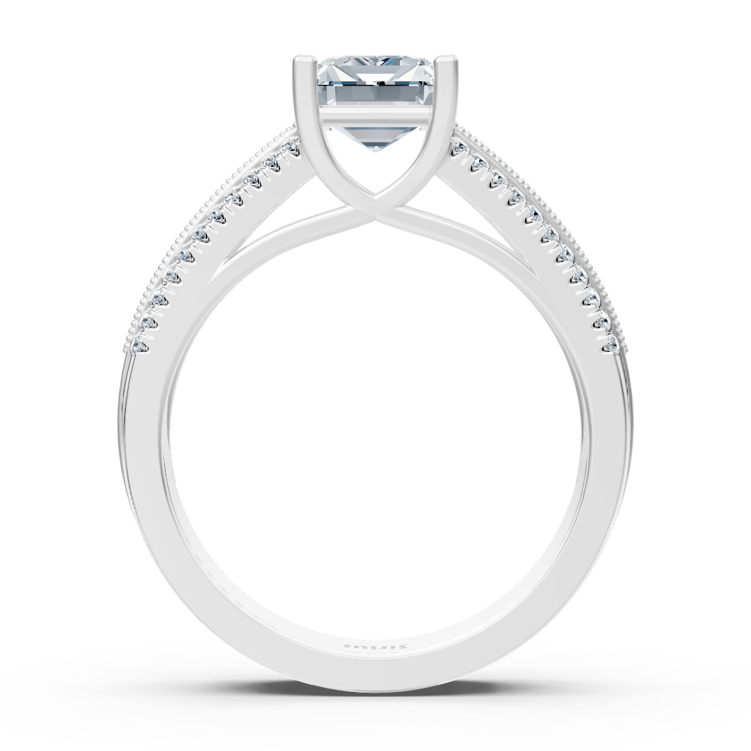 white gold octagon amethyst diamond engagement ring