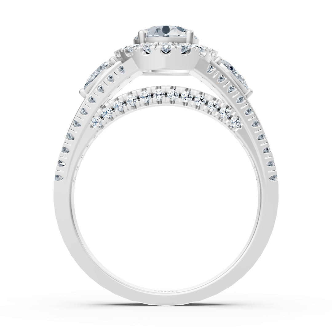 bague de fiançailles en or blanc, diamant et émeraude