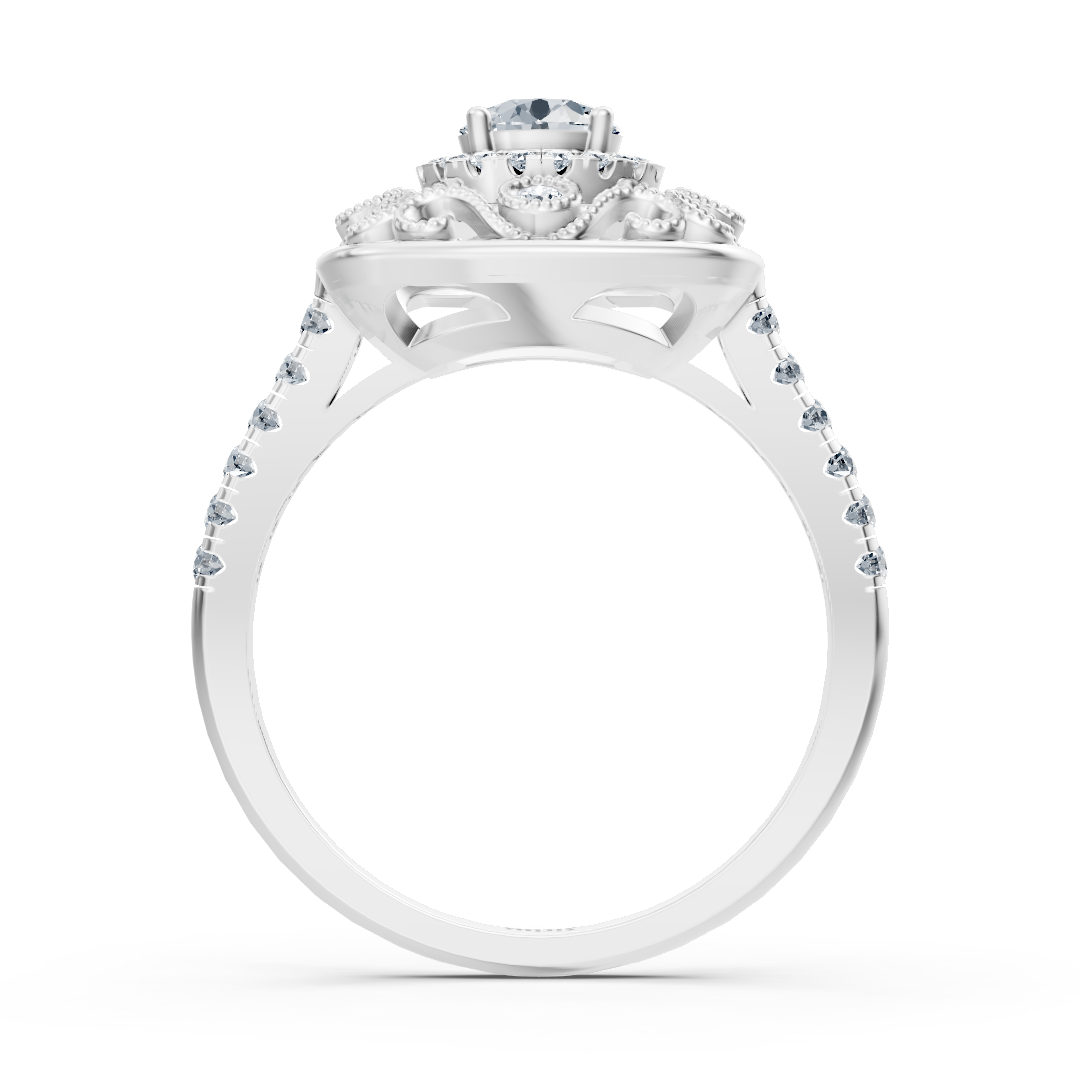 Extravaganter Weißgold Halo Diamant Cocktailring