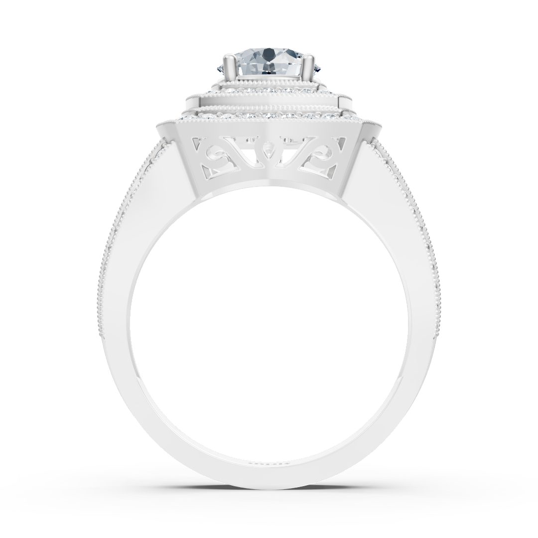 Weißgoldener Quadratischer Halo Weisstopas Diamantring