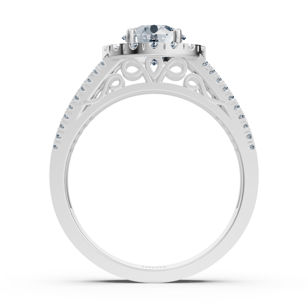 Bague halo diamant or blanc