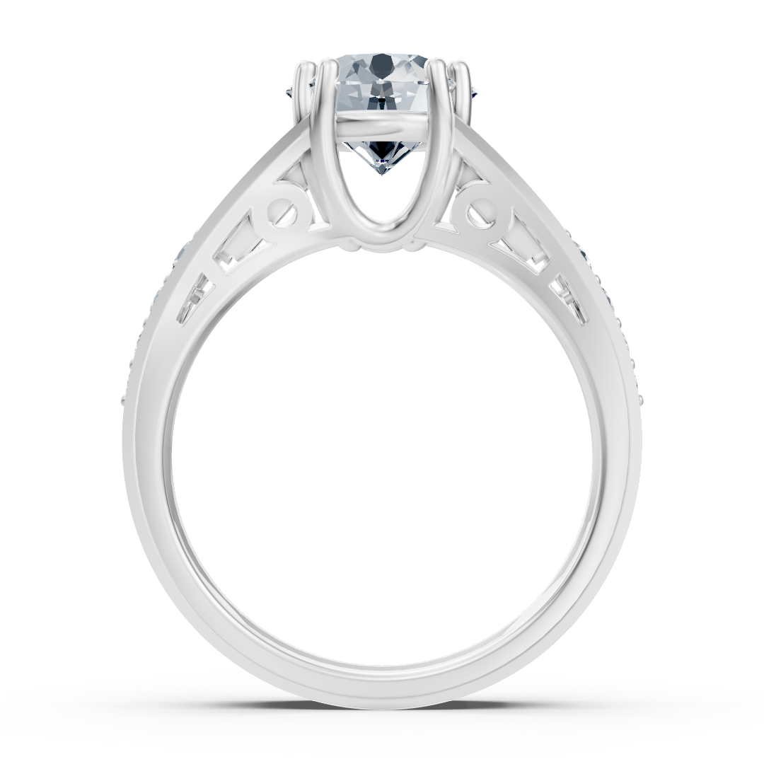 Diamantring Weißgold mit Baguetteschliff