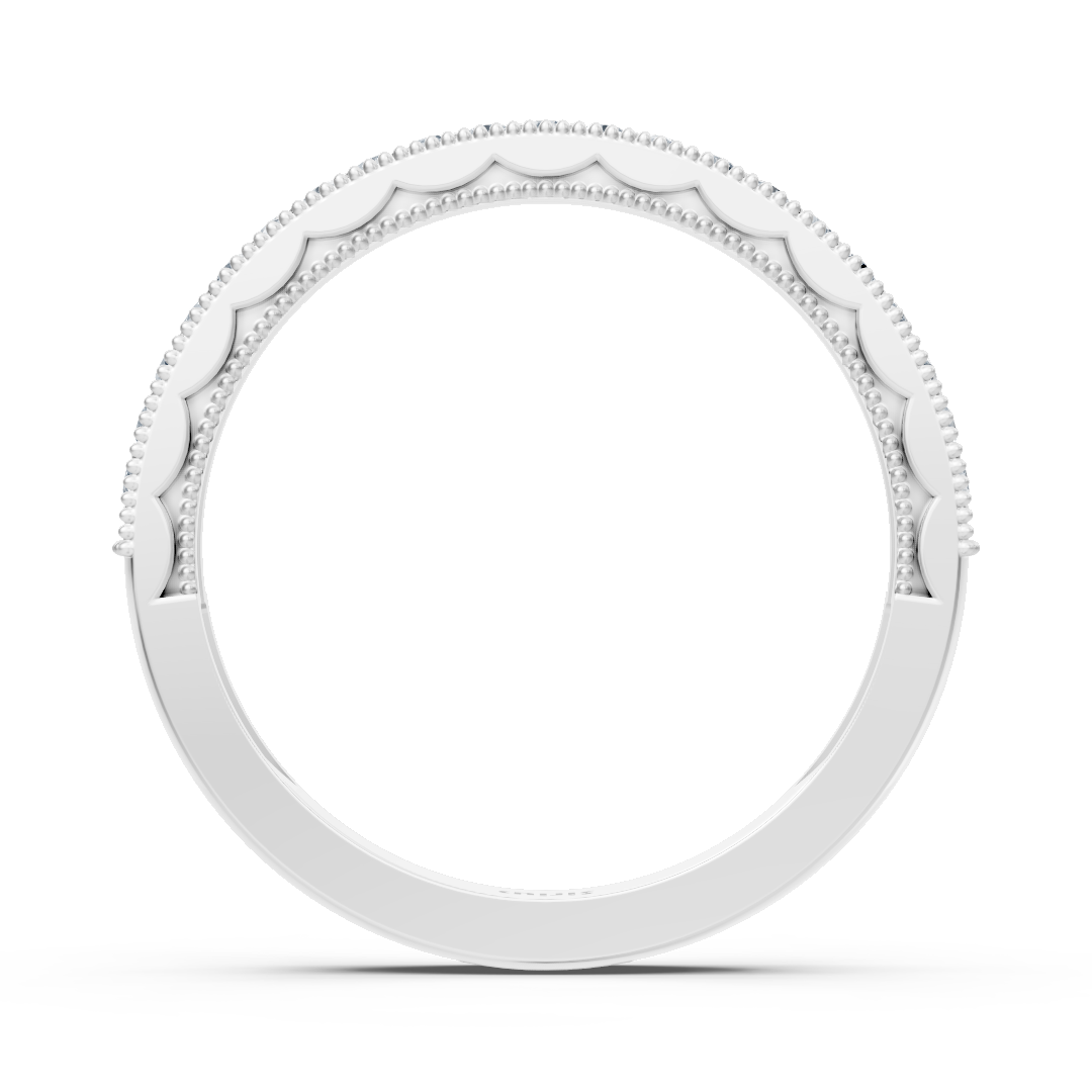 Bague demi-éternité en or blanc 14 carats avec diamant de 0,21 carat et détails milgrain