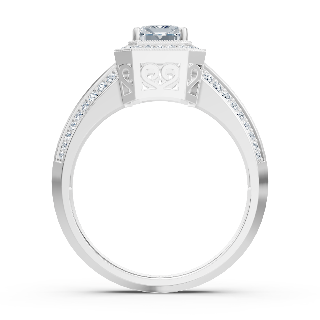 Bague Birgie Sirius en or blanc avec diamants et émeraude taille ronde et émeraude