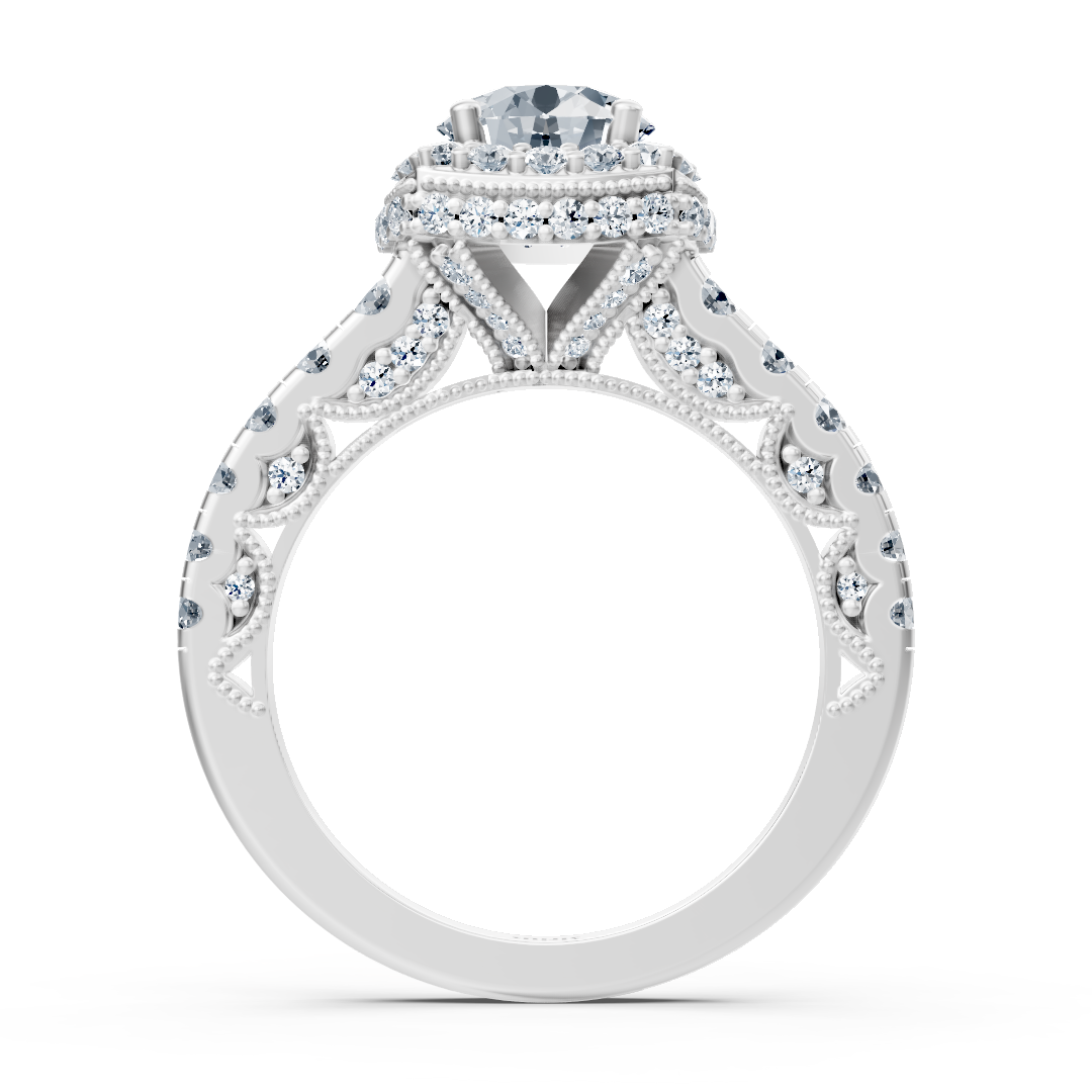 Birgie Sirius white gold halo round cut diamond engagement ring