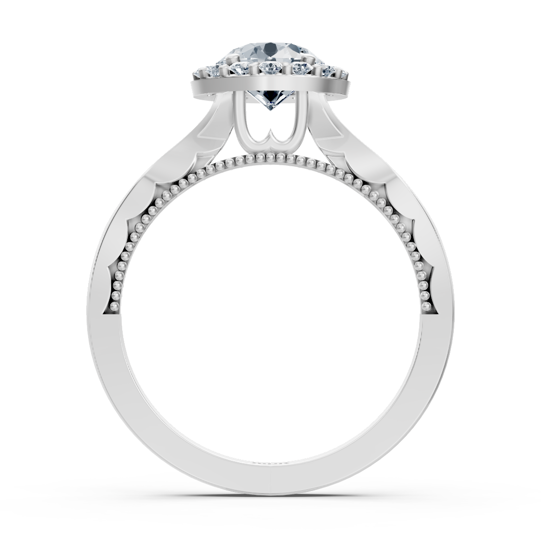 Bague de fiançailles en or blanc avec diamant solitaire halo de 1,00 carat