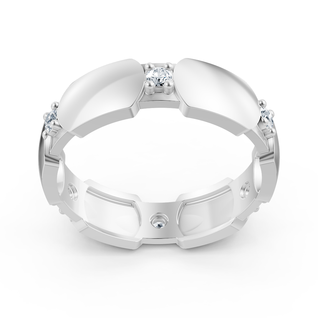 Anneau de diamant exclusif en or blanc 14 carats avec diamants