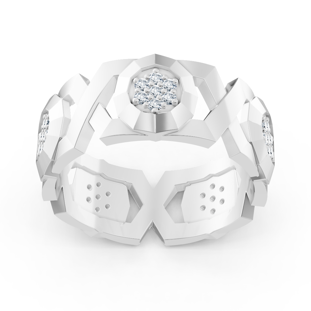 Bague exquise en or blanc et diamants – design géométrique