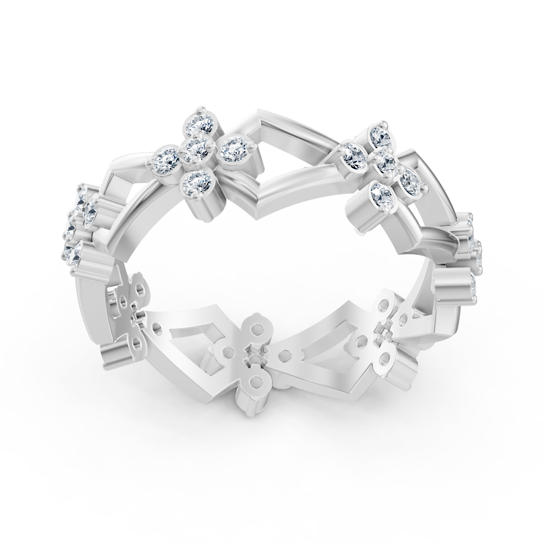 Bague diamant Birgie en or blanc 14 carats avec diamants ronds taille brillant