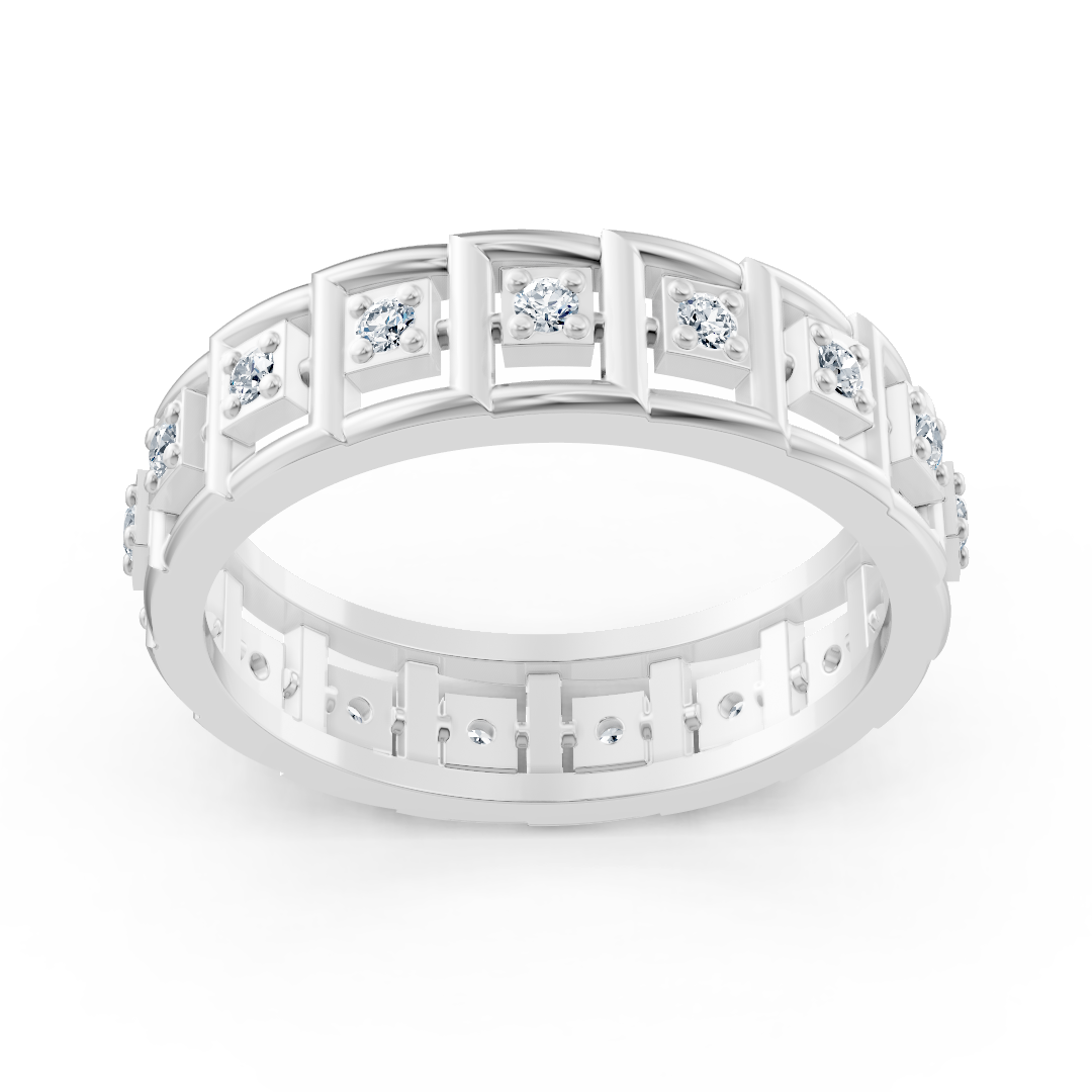 Bague en or blanc avec diamants et motif carré