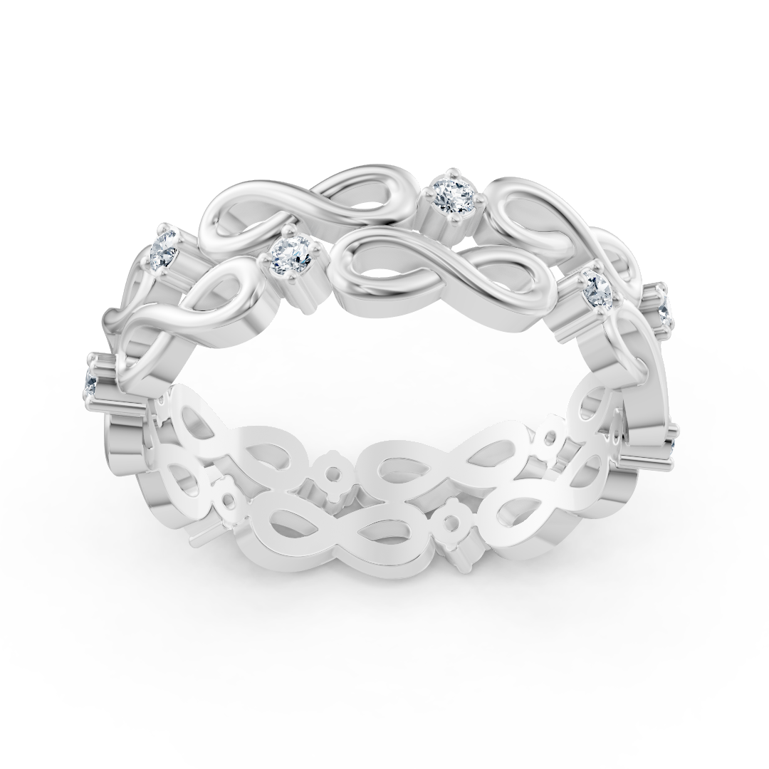 Bague en or blanc avec diamant et motif infini